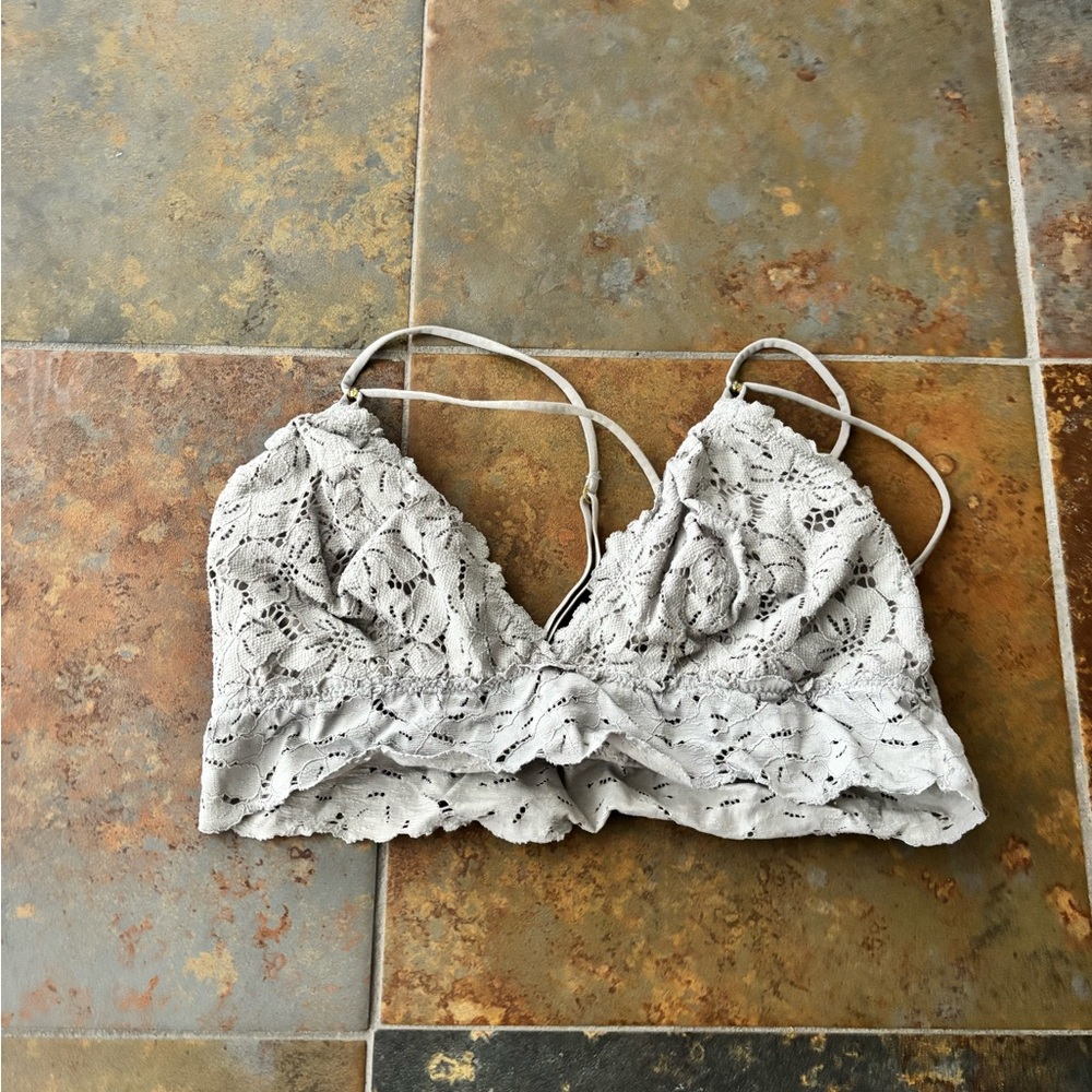 Aerie Light Gray Lace Bralette